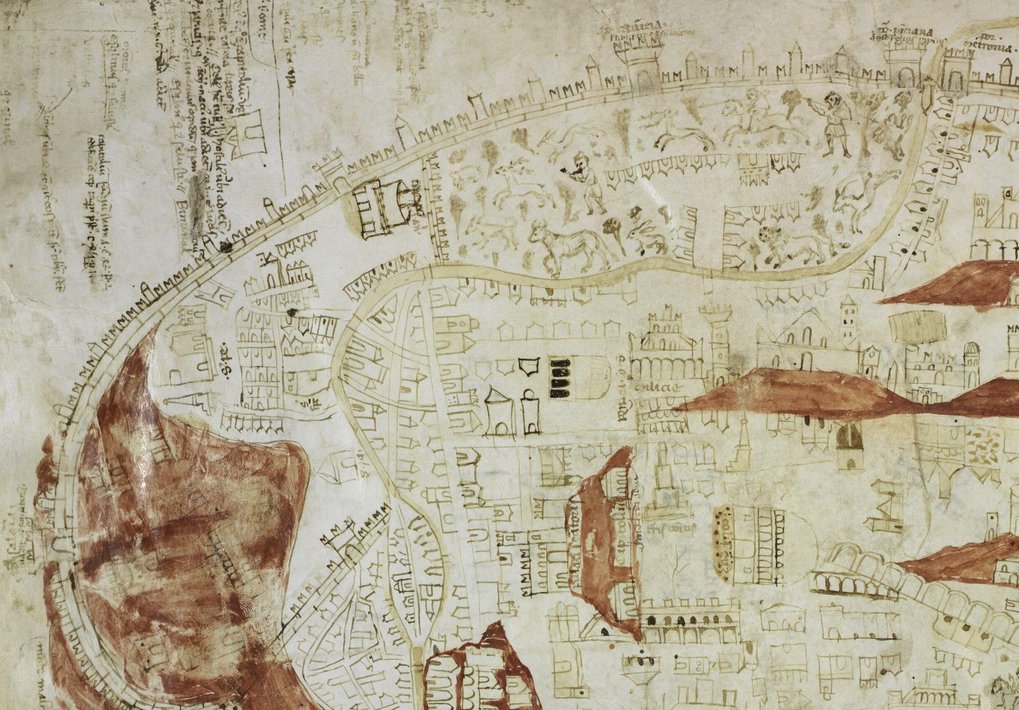 Paolino Minorita, Map of Rome, 1320’s. Venice, Biblioteca Nazionale Marciana, Ms. Lat. Z 399, fol. 98r