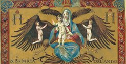 Emblema della Confraternita di Santa Maria dell’Anima a Napoli, 1584, miniatura (foto Michael Toll, Die deutsche Nationalkirche…, Freiburg 1909)